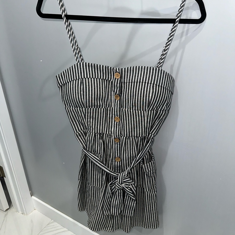 Striped Grey and White Dress